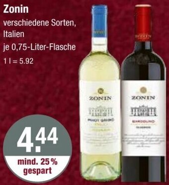 V Markt Zonin 0,75 Liter Flasche Angebot