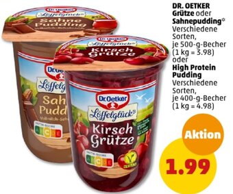 PENNY DR. OETKER Grütze oder Sahnepudding 500 g oder High Protein Pudding 400 g Becher Angebot