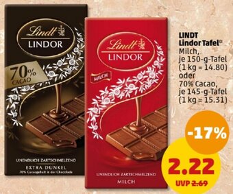 PENNY LINDT Lindor Tafel 150/145 g Angebot