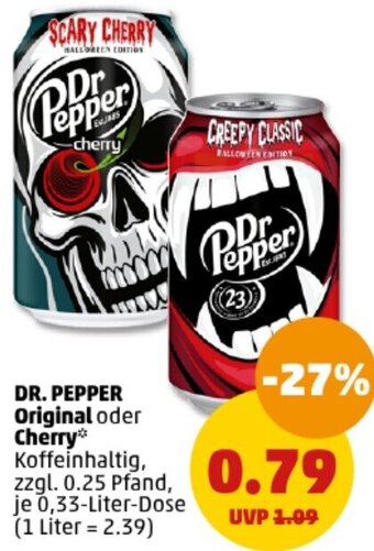 PENNY DR. PEPPER Original oder Cherry 0,33 Liter Dose Angebot