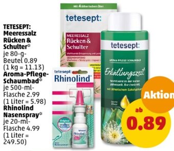 PENNY TETESEPT: Meeressalz Rücken & Schulter 80 g Beutel oder Aroma Pflege Schaumbad 500 ml Flasche Angebot