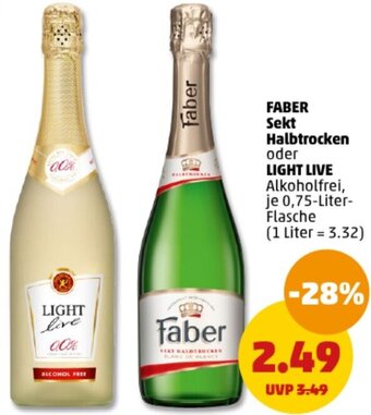 PENNY FABER Sekt Halbtrocken oder LIGHT LIVE 0,75 Liter Flasche Angebot