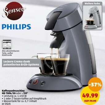 PENNY Senseo PHILIPS Kaffeepadmaschine HD 7806/50 oder/10 Angebot