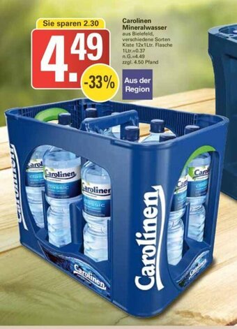 WEZ Carolinen Mineralwasser Kiste 12x1Ltr. Angebot