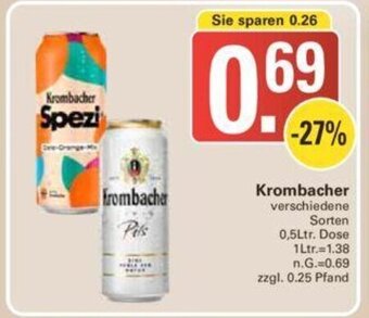 WEZ Krombacher 0,5Ltr. Angebot