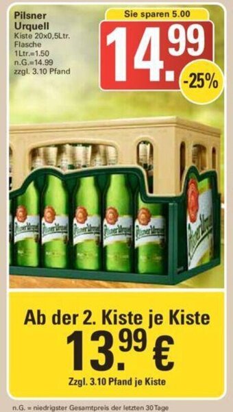 WEZ Pilsner Urquell Kiste 20x0,5L.tr. Angebot