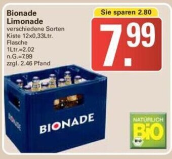 WEZ Bionade Limonade 12x0,33Ltr. Angebot