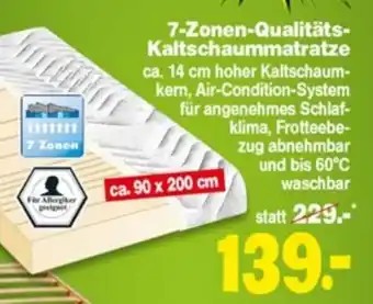 Repo Markt 7 Zonen Qualitäts Kaltschaummatratze Angebot