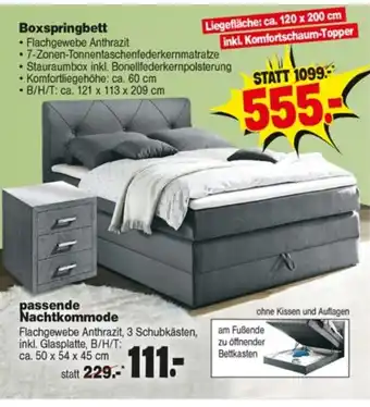 Repo Markt Boxspringbett  oder Nachtkommode Angebot