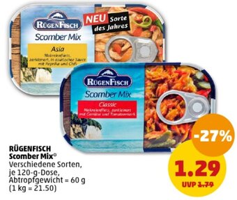 PENNY RÜGENFISCH Scomber Mix 120-g-Dose, Abtropfgewicht Angebot