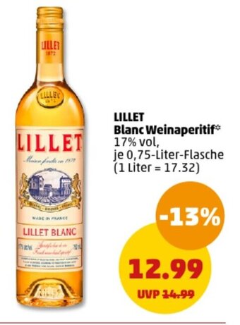 PENNY LILLET Blanc Weinaperitif 0,75 Liter Flasche Angebot