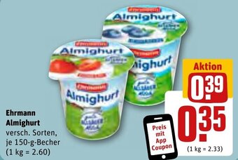 REWE Ehrmann Almighurt 150-g-Becher Angebot