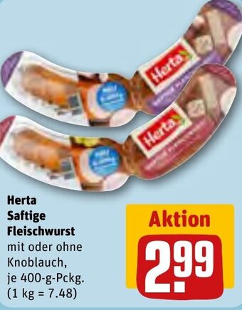 REWE Herta Saftige Fleischwurst 400 g Pckg. Angebot