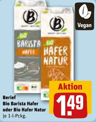 REWE Berief Bio Barista Hafer oder Bio Hafer Natur 1-l-Pckg. Angebot