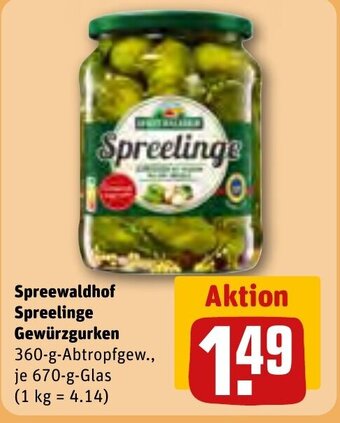 REWE Spreewaldhof Spreelinge Gewürzgurken 670-g-Glas Angebot