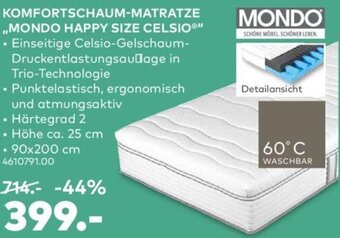 porta MONDO KOMFORTSCHAUM-MATRATZE MONDO HAPPY SIZE CELSIO Angebot