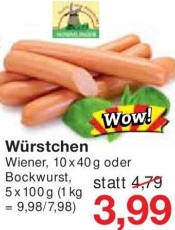 Jawoll Würstchen Wiener, 10x40 g oder Bockwurst, 5x 100 g Angebot