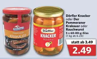 Combi Dörfler Knacker oder Der Pommeraner Krakauer oder Rauchwurst 5 x 60-80g glas Angebot