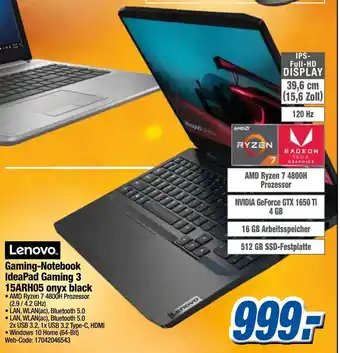 K+B Expert Lenovo Gaming Notebook IdeaPad Gaming 3 15ARH05 onyx black Angebot