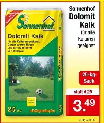 Zimmermann Sonnenhof Dolomit Kalk 25kg Angebot