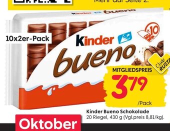 Rusta Kinder Bueno Schokolade 20 Riegel, 430 g Angebot