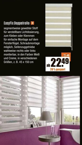 V Baumarkt EasyFix Doppelrollo Angebot