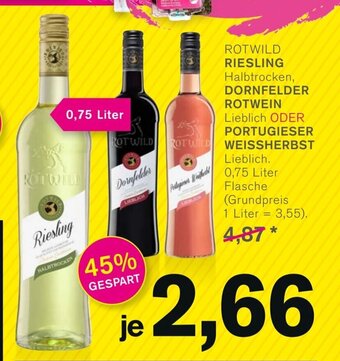 KODi ROTWILD RIESLING, DORNFELDER ROTWEIN oder PORTUGIESER WEISSHERBST 0,75 Liter Angebot