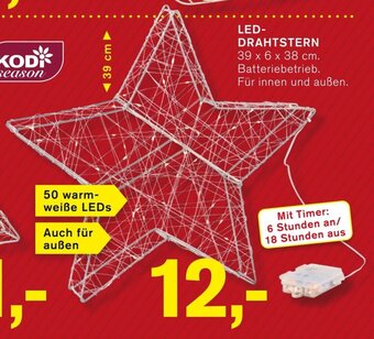 KODi KODI season LED- DRAHTSTERN 39 x 6 x 38 cm. Batteriebetrieb. Angebot