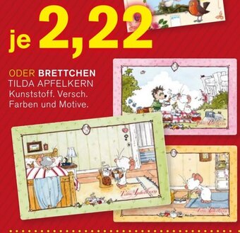 KODi BRETTCHEN TILDA APFELKERN Kunststoff. Versch. Farben und Motive. Angebot