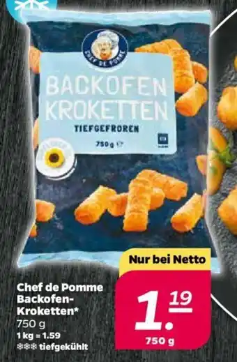 NETTO Chef de Pomme Backofen Kroketten 750g Angebot