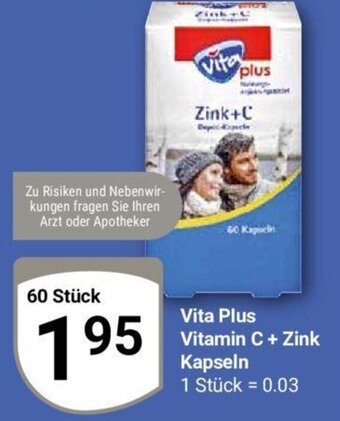 Globus Vita Plus Vitamin C + Zink Kapseln 60 Stück Angebot