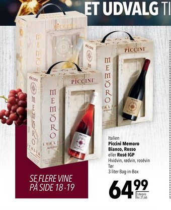 CITTI Markt Piccini Memoro Bianco, Rosso eller Rosé IGP3 liter Angebot