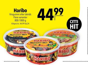 CITTI Markt Haribo Vingummi eller lakrids Flere varianter 800-1000 g Angebot