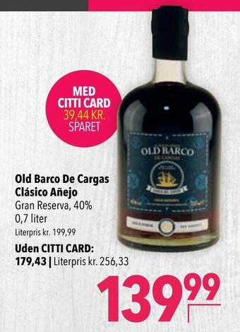 CITTI Markt Old Barco De Cargas Clásico Añejo Gran Reserva, 40% 0,7 liter Angebot