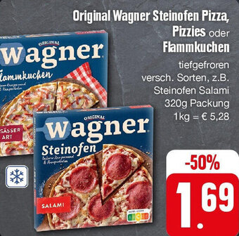 Edeka Original Wagner Steinofen Pizza, Pizzies oder Flammkuchen 320 g Packung Angebot