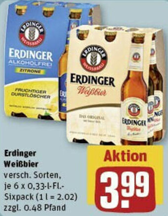 REWE Erdinger Weißbier 6x0,33 L-Fl. Angebot