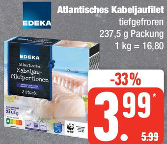 Edeka EDEKA Atlantisches Kabeljaufilet 237,5 g Packung Angebot