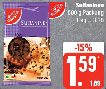 Edeka Gut & Günstig Sultaninen 500 g Packung Angebot