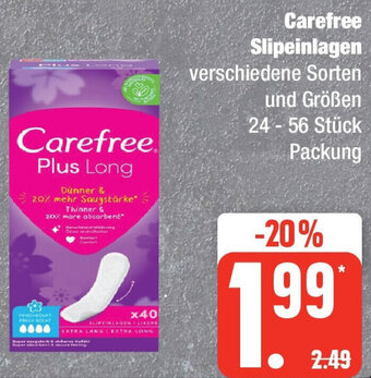 Edeka Carefree Slipeinlagen 24 - 56 Stück Packung Angebot