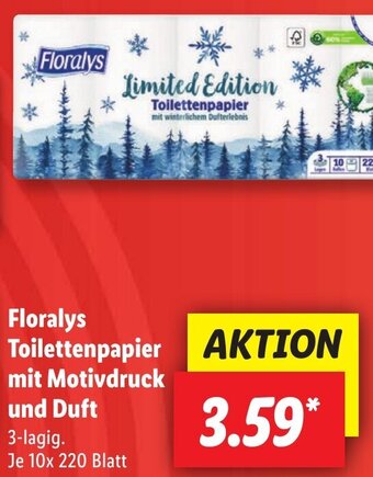 Lidl Floralys Toilettenpapier mit Motivdruck und Duft 10x 220 Blatt Angebot