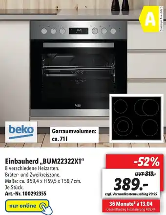 Lidl Beko Einbauherd BUM22322X1 Angebot