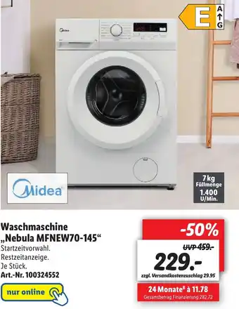 Lidl Midea Waschmaschine Nebula MFNEW70-145 Angebot