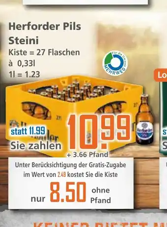 Klaas und Kock Herforder Pils Steini 27 Flaschen a 0,33L Angebot