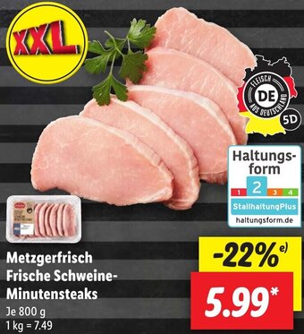 Lidl Metzgerfrisch Frische Schweine-Minutensteaks 800 g Angebot