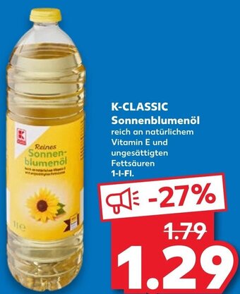 Kaufland K-CLASSIC Sonnenblumenöl 1-I-FI. Angebot