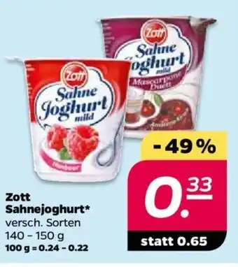 NETTO Zott Sahnejoghurt 140-150g Angebot