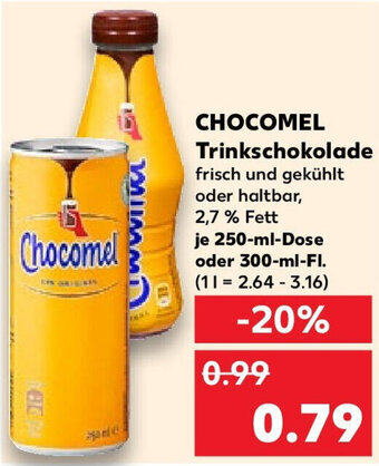 Kaufland CHOCOMEL Trinkschokolade 250 ml Dose oder 300 ml Fl. Angebot