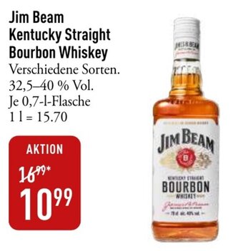 Galeria Markthalle Jim Beam Kentucky Straight Bourbon Whiskey Verschiedene Sorten. 32,5-40 % Vol. Je 0,7-L Angebot