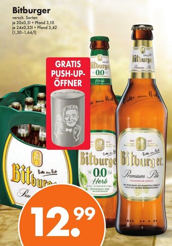 Trink und Spare Bitburger versch. Sorten je 20x0,5L/24*330ml Angebot