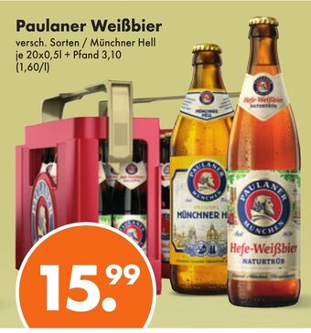 Trink und Spare Paulaner Weißbier versch. Sorten / Münchner Hell je 20x0,5L Angebot